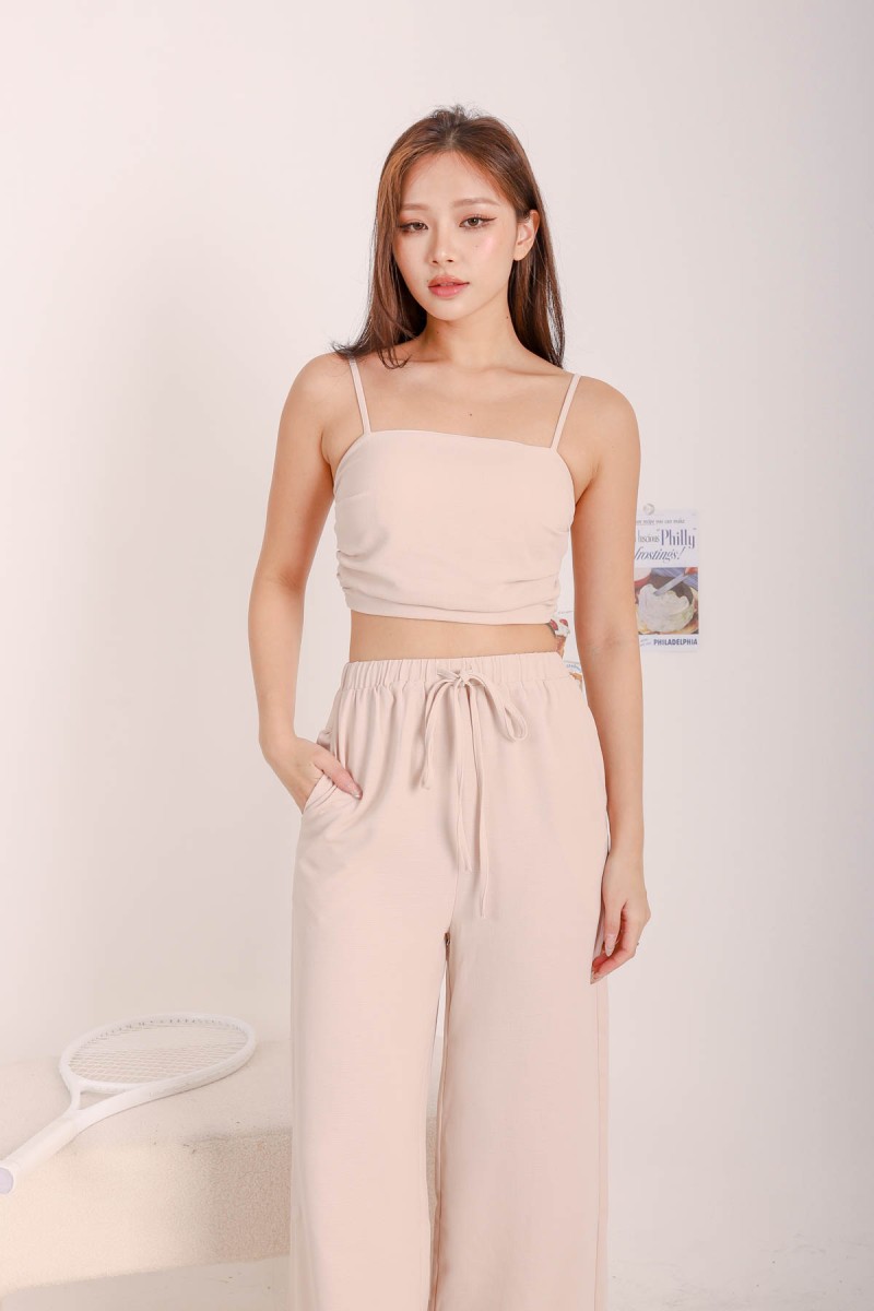 Evie Side Ruched Top in Oat