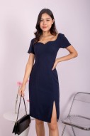 Fiora Notched Dress in Navy (MY)