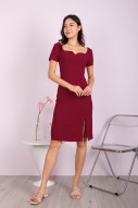 Fiora Notched Dress in Wine (MY)