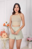 Yanni Tie-Back Halter Knit Top in Cream (MY)