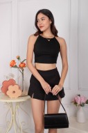 Yanni Tie-Back Halter Knit Top in Black (MY)