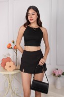 Yanni Tie-Back Halter Knit Top in Black (MY)