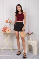 Yanni Tie-Back Halter Knit Top in Wine (MY)