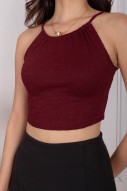 Yanni Tie-Back Halter Knit Top in Wine (MY)