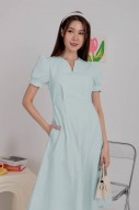 Massie Sleeved Midi Dress in Mint (MY)