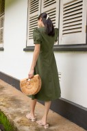 Massie Sleeved Midi Dress in Olive (MY)