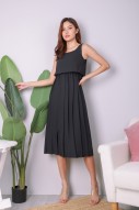 Yeni Pleat Overlay Dress in Black (MY)