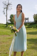 Kaycee V-Neck Ruched Maxi in Blue (MY)