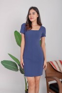 Evander Square-Neck Panel Dress in Blue (MY)