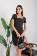 Evander Square-Neck Panel Dress in Black (MY)