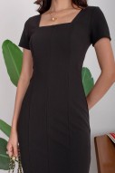 Evander Square-Neck Panel Dress in Black (MY)