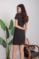 Evander Square-Neck Panel Dress in Black (MY)