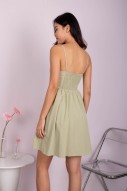 Zariah Ruched Babydoll Dress in Pear Green (MY)