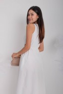 Annsel Cut-Out Button Maxi Dress in White (MY)