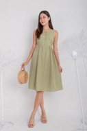 Annsel Cut-Out Button Maxi Dress in Artichoke (MY)