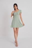 Carline Textured Wrap Dress in Sage (MY)