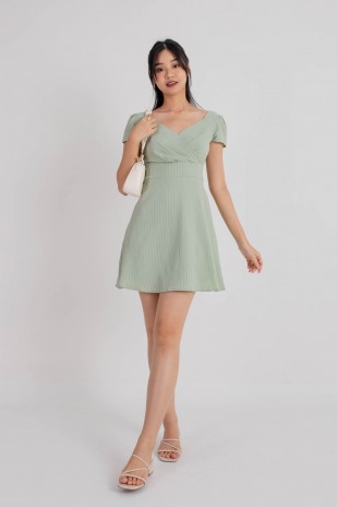 Carline Textured Wrap Dress in Sage (MY)