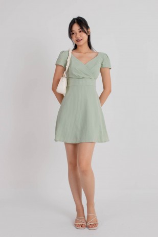 Carline Textured Wrap Dress in Sage (MY)