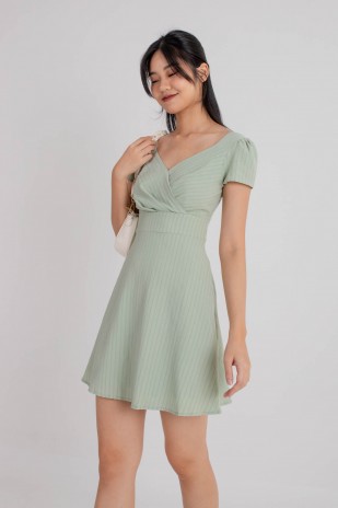 Carline Textured Wrap Dress in Sage (MY)