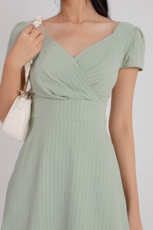 Carline Textured Wrap Dress in Sage (MY)