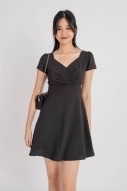 Carline Textured Wrap Dress in Black (MY)