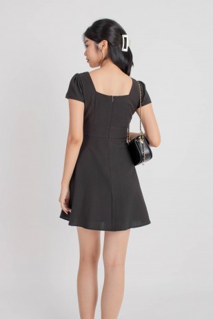 Carline Textured Wrap Dress in Black (MY)