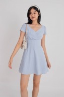 Carline Textured Wrap Dress in Blue (MY)