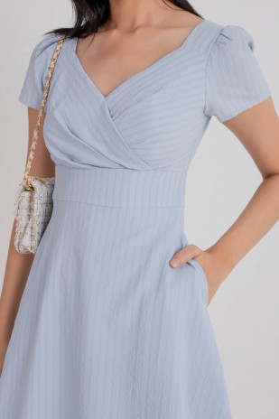 Carline Textured Wrap Dress in Blue (MY)