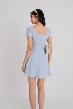 Carline Textured Wrap Dress in Blue (MY)