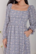 Darian Off-Shoulder Floral Dress in Blue (MY)