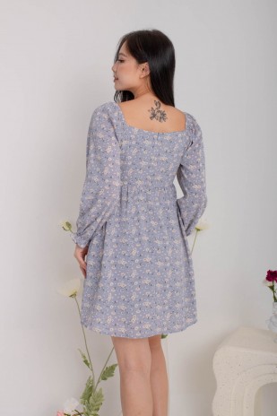 Darian Off-Shoulder Floral Dress in Blue (MY)