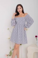 Darian Off-Shoulder Floral Dress in Blue (MY)