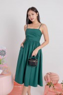 Arbella Ruched Flare Midi Dress in Teal (MY)