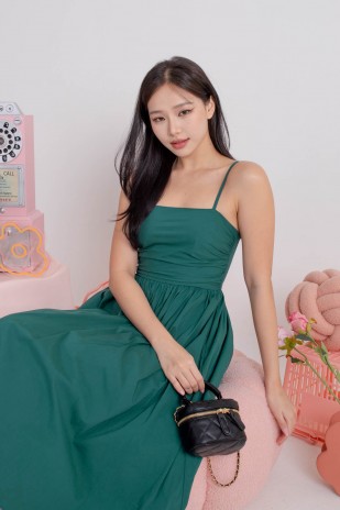 Arbella Ruched Flare Midi Dress in Teal (MY)