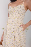 Fayha Floral Ruched Dress in Cream (MY)