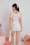 Simeon Swiss Dot Puff Top in Blush (MY)