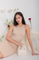 Rhyssa Ribbed Racercut Dress in Latte (MY)