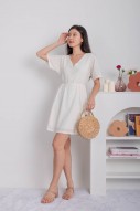 Meliora V-Neck Textured Flare Dress in Cream (MY)