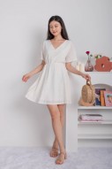 Meliora V-Neck Textured Flare Dress in Cream (MY)