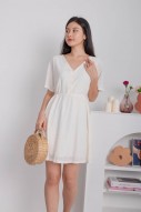 Meliora V-Neck Textured Flare Dress in Cream (MY)