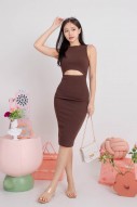 Juna Cut Out Ribbed Dress in Mocha (MY)