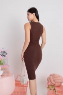 Juna Cut Out Ribbed Dress in Mocha (MY)