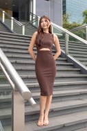 Juna Cut Out Ribbed Dress in Mocha (MY)