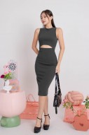 Juna Cut Out Ribbed Dress in Gunmetal (MY)