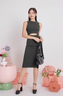 Juna Cut Out Ribbed Dress in Gunmetal (MY)