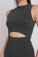 Juna Cut Out Ribbed Dress in Gunmetal (MY)