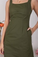 Delanie Straight Smocked Dress in Olive (MY)