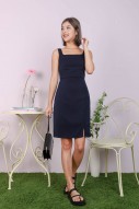 Helene Square Neck Work Dress in Midnight (MY)