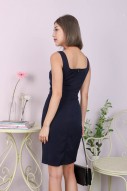 Helene Square Neck Work Dress in Midnight (MY)