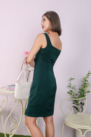 Helene Square Neck Work Dress in Forest (MY)